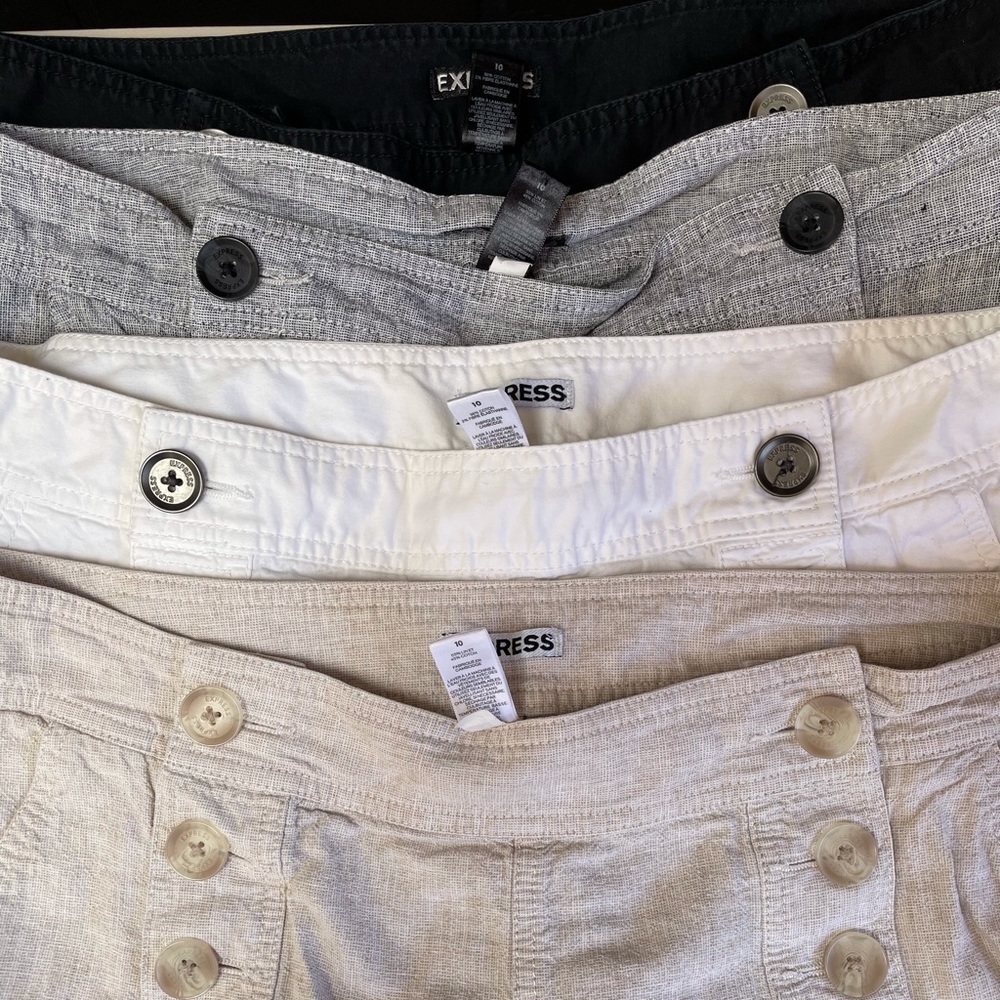 4 pairs of express button front shorts